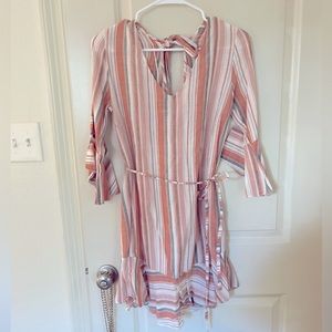 Striped Linen Ruffled Dress
